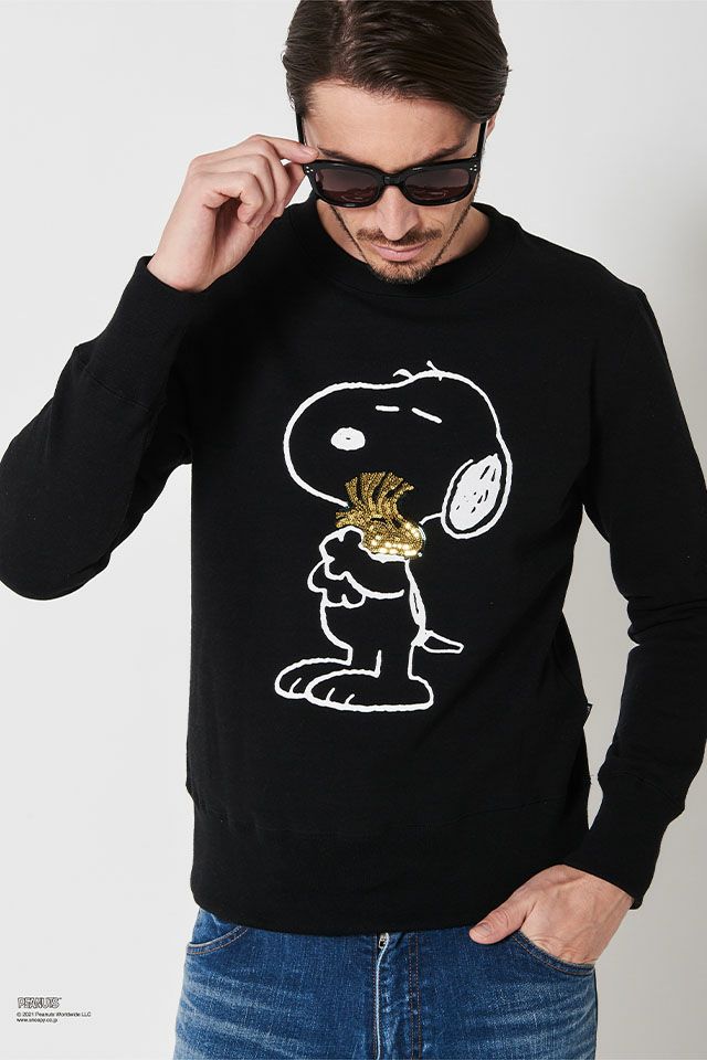 LEON4月号掲載 113 PEANUTS PULLOVER CREW NECK (BLACK